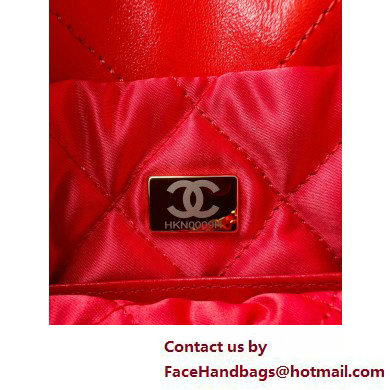 Chanel Shiny Calfskin Patchwork  &  Gold-Tone Metal CHANEL 22 Mini Handbag AS3980 Dark Orange  &  Red